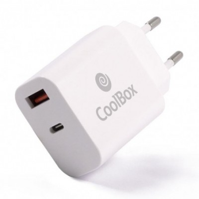 Cargador Pared Coolbox USB-A / USB-C 20W