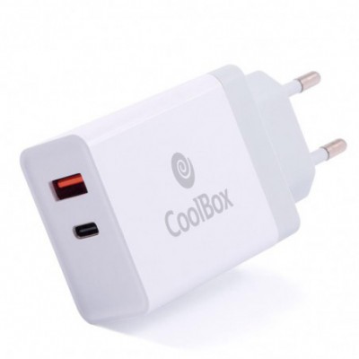 Cargador Pared CoolBox USB-A / USB-C 36W